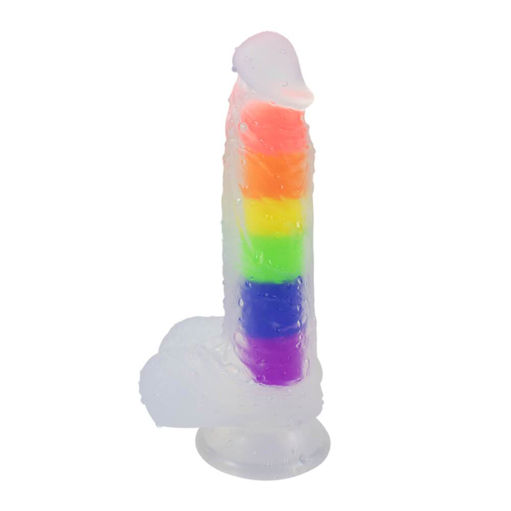 Honeysx J21 rainbow colored liquid silicone encapsulated dildo