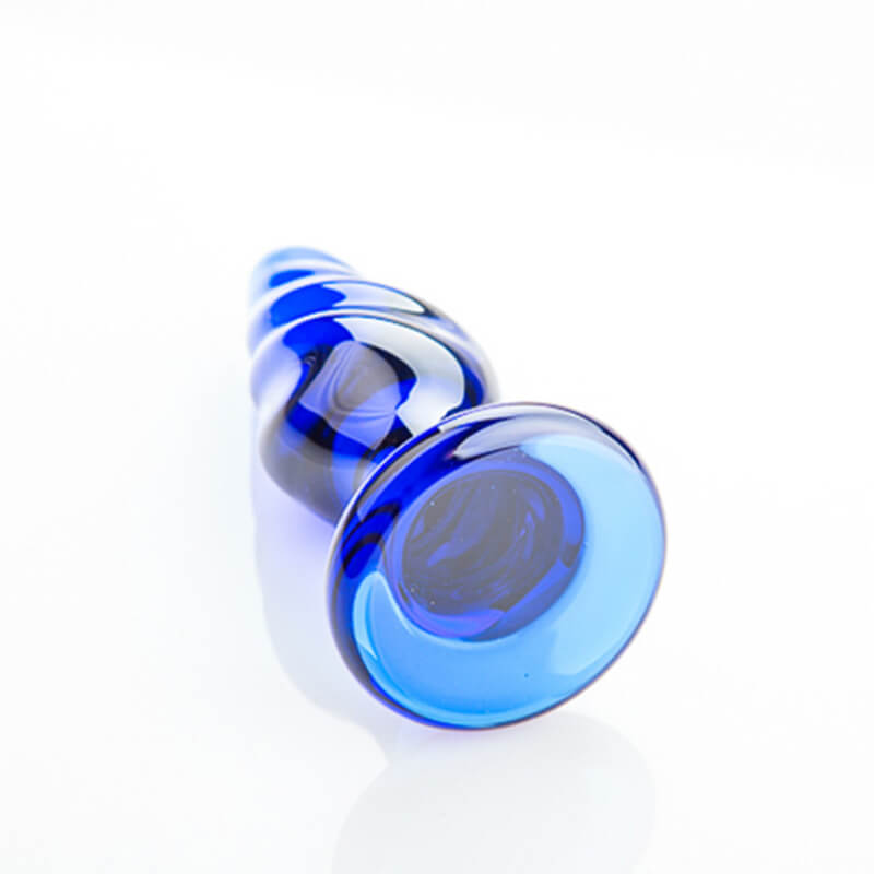 Honeysx Treasure blue double ball glass butt plug with roation